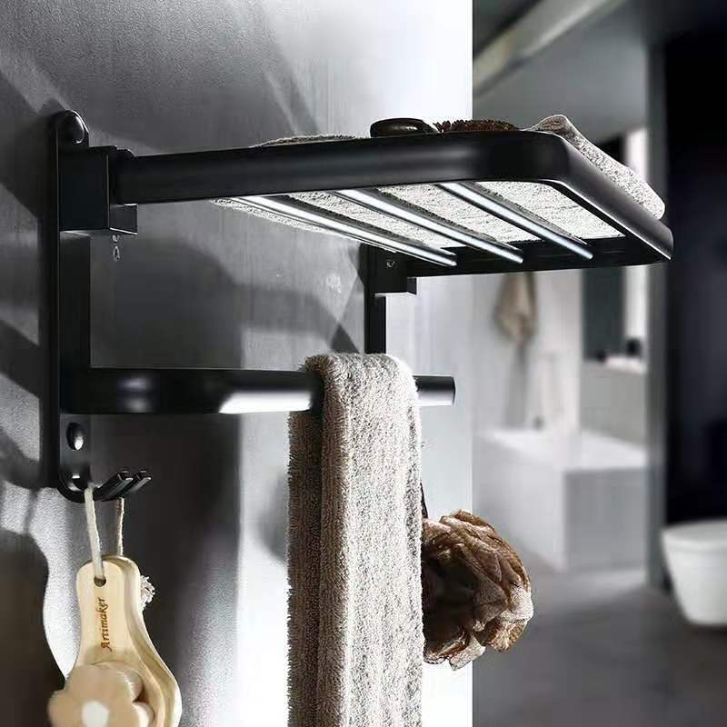 Wall-Mounted Aluminum Folding Bathroom Shelf - Space - Saving Storage