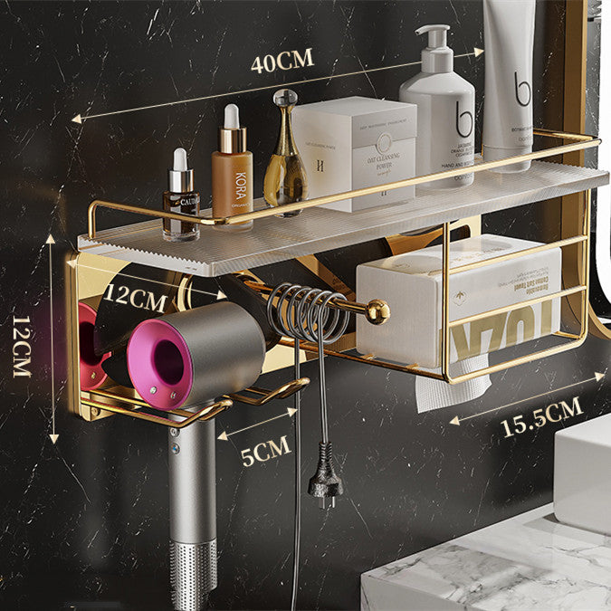 Wall Mounted Hair Dryer Storage Rack for Bathroom